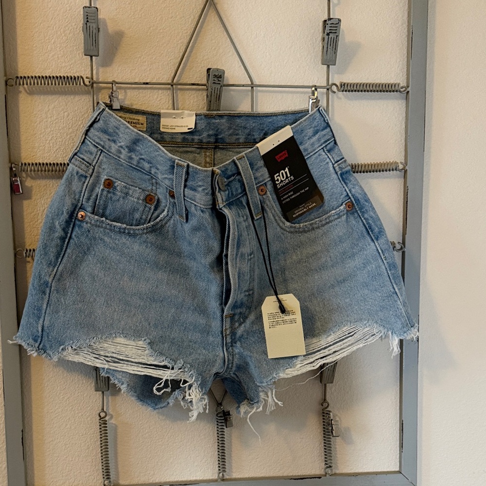 Levi's Classic Blue Distressed Jean Shorts